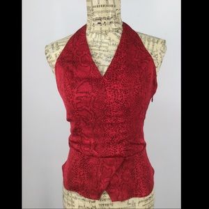 XS Guess Red and Black Snakeskin Print Bareback